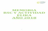 MEMORIA RSC Y ACTIVIDAD ELIKA AÑO 2018...Participación en el diseño de la Estrategia de Economía Circular en el País Vasco, coordinada por IHOBE. Participación en el despliegue