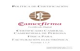 POLÍTICA DE CERTIFICACIÓN€¦ · Información sobre el documento Nombre: Política de Certificación de Certificado Camerál de Persona Física Código PC-CAM-PFF Versión: 1.1.5