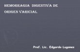 HEMORRAGIA digestiva de origen Varicial · 2015-10-29 · Tratamiento Farmacológico Vasopresina: hormona peptídica de la glándula pituitaria posterior .Potente vasoconstrictor