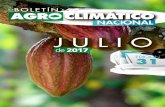 JULIO - Conalgodónconalgodon.com/wp-content/uploads/2017/07/Boletin-31-Julio-2017.… · Boletín Nacional Agroclimático - Julio 2017 6 JULIO: Se estima un comportamiento ligeramente