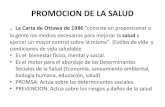 La Carta de Ottawa de 1986 salud · PROMOCION DE LA SALUD. La Carta de Ottawa de 1986 "consiste en proporcionar a la gente los medios necesarios para mejorar la salud y ejercer un