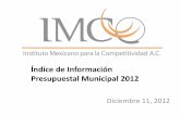 Índice de Información Presupuestal Municipal 2012 · Chile. Colombia. Italia. Portugal. Holanda. Corea. España. Irlanda. Australia. Total-OCDE. Bélgica. Polonia. Dinamarca. Reino