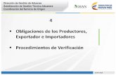 4 Obligaciones de los Productores, Exportador e ... · de exportación. *Realiza verificación de origen en País de exportación (según el AC) Relación ... corrija el documento