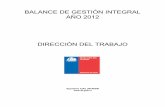 BALANCE DE GESTIÓN INTEGRAL AÑO 2012 · Resultados de la Gestión año 2012. 3.1 Resultados de la Gestión Institucional Asociados a Aspectos Relevantes de la Ley de Presupuestos