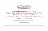 2019 -2020 Cursos 1º y 2º Bachillerato Materia de Latín ...iesramiroii.centros.educa.jcyl.es/sitio/upload/...- Estructura, análisis y traducción de oraciones simples y de oraciones