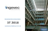 PRESENTACIÓN DE RESULTADOS 3T 2018 - Ingevec · PRESENTACIÓN DE RESULTADOS Conferencia Telefónica 12-11-18 ... •Mejora en covenants y tasa de interés > DESTACADOS 3T 2018. Ingeniería