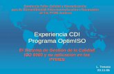 Experiencia CDI Programa OptimISO€¦ · Algunas áreas de trabajo CDI - SNI Organización de la Producción Calidad y Productividad Premio Nacional a la Calidad Informe Global de