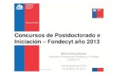 Concursos de Postdoctorado e Iniciación – Fondecyt año 2013€¦ · En el año 2012, el 61% de los postulantes provenientes de FONDECYT de Iniciación se adjudicaron un proyecto