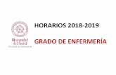 HORARIOS 2018-2019 GRADO DE ENFERMERأچA Primer Curso tendrأ، unas Jornadas Informativas en la semana
