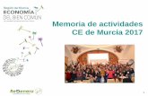 Memoria de actividades CE de Murcia 2017...Reuniones de Coordinación Regionales 2 7 reuniones en abierto del Campo de Energía de Murcia: • 31 de enero. • 01 de marzo. • 10