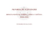 Memoria de actividades - USALcampus.usal.es/~memoria/1213/06_investiga/Departam... · Primaria, Lengua Extr./Fac. Educación 4’5 13657 Antropología filosófica (sin docencia) Maestro