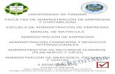 UNIVERSIDAD DE PANAMÁ FACULTAD DE ADMINISTRACIÓN DE ...faeco.up.ac.pa/matricula/manuales/2015/2sem/FAECO... · la Secretaría de la Facultad. El pago de los laboratorios se realiza