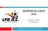 SISTEMAS DE JUEGO 2019 - Liga de Fútbol de Bogotá · SISTEMAS DE JUEGO 2019 En el 2019 se jugaran 2 torneos en el año Habrá ascensos y descensos al finalizar el primer torneo