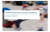 PROGRAMA ELECTORAL - Partido Popular de Valladolid€¦ · Seguiremos promoviendo el empleo entre nuestros ... la promoción de una vida saludable, la atención integral a las personas