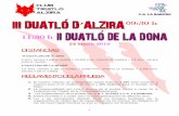 1.- REGLAMENTO Duatlón de Alzira 2016 › inscripciones › FTCV › evento › 2016 › ... · 2018-04-23 · DE ALZIRA y de 8€ para el II DUATLÓN DE LA MUJER. 4. No federados