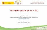 Transferencia en el CSIC · 2020-05-04 · Granada Museo Nacional de Ciencias Naturales, Madrid ... 12 24 % CSIC. Jornada CSIC-EMPRESAS: tecnología al servicio de la agricultura