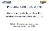 PRUEBAS SABER 3º, 5º y 9º Resultados de la aplicación ... · PRUEBAS SABER 3º, 5º y 9º Resultados de la aplicación realizada en octubre de 2011 ICFES – Dirección de Evaluación