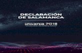 DECLARACIÓN DE SALAMANCA - Utadeo · Declaración de Salamanca 2018 El IV Encuentro Internacional de Rectores Universia, celebrado los días 21 y 22 de mayo de 2018 en Salamanca