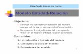 Modelo Entidad-Relación · Conocer los conceptos y notación del modelo conceptual de datos entidad-relación extendido. Comprender los significados del concepto de “nulo” en
