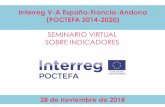 SEMINARIO VIRTUAL SOBRE INDICADORES · Interreg V-A España, Francia, Andorra (POCTEFA 2014-2020) Interreg V-A Espagne, France, Andorre (POCTEFA 2014-2020) Programa financiado por