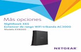 Nighthawk X6S Extensor de rango WiFi tribanda AC3000 · 2. Busque y seleccione el nombre de red WiFi (SSID) del extensor de rango e introduzca la contraseña WiFi de este. Se trata