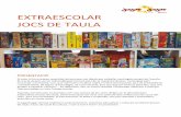 EXTRAESCOLAR JOCS DE TAULA · especialista en jocs de taula, anirà ensenyant als nens una selecció dels millors jocs de taula del món. Jocs com el Dobble, el Carcassonne, el Dixit