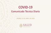 Presentación de PowerPoint - gob.mx · COVID-19: CASOS Y DEFUNCIONES POR GRUPO DE EDAD 10/04/2020 n % n % Letalidad por 100 casos < 25 279 7.3 0 0.0 0.0 25 a 59 2818 73.3 134