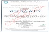 CERTIFICACION CERTIMEX - VALTIC · No. de certificado: CERTIMEX-CP-2274-2016 erncte mcxicana de acredttaciór¼ a.c FPOP00115 Edición: 02 El presente documento se complementa con