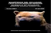 MAMÍFEROS DEL ECUADORaem.mamiferosdelecuador.com/images/pdf/Listados/Lista... · 2020-04-30 · Familia Bradypodidae Perezosos de tres dedos Three-Toed Sloths Género Bradypus Linnaeus,