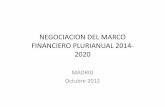 NEGOCIACION DEL MARCO FINANCIERO …...PROPUESTA DE LA COMISION TECHO DE GASTO MFP 2007-2013 (M€) PROPUESTA COMISIÓN 2014-2020 1.CRECIMIENTO SOSTENIBLE 445.488 490.907 1.a. Competitividad