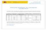 BOLETIN SEMANAL DE VACANTES 14/08/2019 · BOLETIN SEMANAL DE VACANTES 14/08/2019 Los puestos están clasificados por categorías correspondientes con los años de experiencia requeridos,