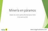 Minería en Páramos · Impactos de la MINERÍA en páramos ¡Una gran demanda de agua! Consumo promedio diario de una familia colombiana 0,6 m3 diarios Consumo promedio diario de