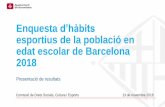 Enquesta d’hàbits esportius de la població en edat escolar de … · 2018-11-12 · Enquesta d’hàbits esportius de la població en edat escolar de Barcelona 2018. Presentació