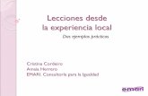 Lecciones desde la experiencia local€¦ · Las mujeres son más de la mitad de la población División de sexos, reparto de roles, diferentes usos del espacio en la ciudad. El ámbito