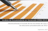 Análisis de Encuestadoras en Venezuela (2006-2012)innovaven.org/quepasa/eleenc44.pdfEn las elecciones presidenciales de 2006, Consultores 21 estimó que Hugo Chávez obtendría 65,4%