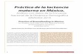 Práctica de la lactancia materna en México. · lactancia materna 2014-2018, la cual integra todas las acciones que se realizan en diversos sectores para promover esta práctica