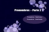 Pronombres – Parte 2...Pronombres relativos son los que se refieren a una persona o cosa ya citada que se llama antecedente Por ejemplo: El hombre habla. que En esta frase el pronombre