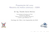 Presentación del curso Mecánica de medios continuos -- 15904 · alternativo 2 del molde claudio.garcia@usach.cl (C. García) MMC-CLASE0 6 de Septiembre de 2010 13 / 28. ... Presentación