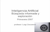 Inteligencia Artificial - UPC Universitat Politècnica …luigi/II/IA-2007-fall/2b...Inteligencia Artificial Búsqueda informada y exploración Primavera 2007 profesor: Luigi Ceccaroni