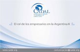 El rol de los empresarios en la Argentina K - CADAL€¦ · El rol de los empresarios en la Argentina K. ESTUDIO DE OPINIÓN PÚBLICA GBA Y CAPITAL FEDERAL Mayo 2014. Metodología