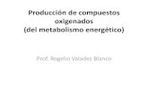 Producción de compuestos oxigenados (del metabolismo … · 2014-08-13 · Producción de compuestos oxigenados (del metabolismo energético) Prof. Rogelio Valadez Blanco . Principales