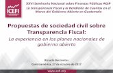 Propuestas de sociedad civil sobre Transparencia Fiscal · Propuestas de sociedad civil sobre Transparencia Fiscal: La experiencia en los planes nacionales de gobierno abierto Ricardo