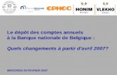 Le dépôt des comptes annuels à la Banque nationale de Belgique … · 2007-03-01 · 1983: la Centrale des bilans publie le formulaire pour le dépôt des comptes annuels normalisés