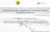 El proyecto de cooperación triangular dentro del marco NEXUS · Objetivo: Fomento de la reutilización de aguas residuales depuradas para el riego agrícola en Bolivia Contenido