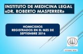 INSTITUTO DE MEDICINA LEGAL «DR. ROBERTOMASFERRER»€¦ · homicidios registrados en el mes de septiembre 2016 instituto de medicina legal «dr. roberto masferrer» octubre 2016