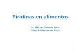 Dr. Miquel Gimeno Seco Lunes 6 octubre de 2014depa.fquim.unam.mx/amyd/archivero/PIRIDINAS_28867.pdfPiridinas en alimentos ÍNDICE DE LA CLASE DE HOY 1. Origen de “piridina” y conceptos