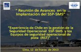 Reunión de Avances en la Implantación del SSP-SMS · 2017-09-22 · MARCO LEGAL DIRECTIVA SSP NORMAS SMS SMS - P . TS ... Chile, 2007 - 2011 Fuentes: Oficina de Análisis Accidentes