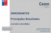 INMIGRANTES Principales Resultados - Observatorio Socialobservatorio.ministeriodesarrollosocial.gob.cl/casen... · 2018-10-24 · Distribución de la población inmigrante por sexo