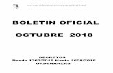 BOLETIN OFICIAL OCTUBRE 2018 - La FaldaBOLETIN OFICIAL OCTUBRE 2018 DECRETOS Desde 1367/2018 Hasta 1608/2018 ORDENANZAS MUNICIPALIDAD DE LA CIUDAD DE LA FALDA Desde 3148/2018 Hasta