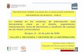 ENCUENTROS SOBRE CALIDAD EN LA EDUCACIÓN SUPERIOR UNIVERSIDAD DE BURGOS … · 2017-04-21 · Burgos, 9 – 10 de julio de 2009 TALLER 1: RECOGIDA Y GESTIÓN DE LA INFORMACIÓN Antonio